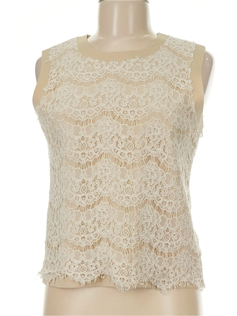 Hazel Women Ivory Sleeveless Top- Size L